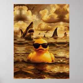 Poster Epic Shark Attack with Brave Rubber Duck