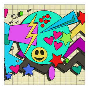 Póster Epic Toon Neon Happy Vibes Flashback Art