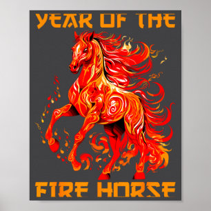 Poster Épico ano novo chinês feliz lunar cavalo fogo sim