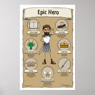 Poster épico da sala de aula do herói - fundo