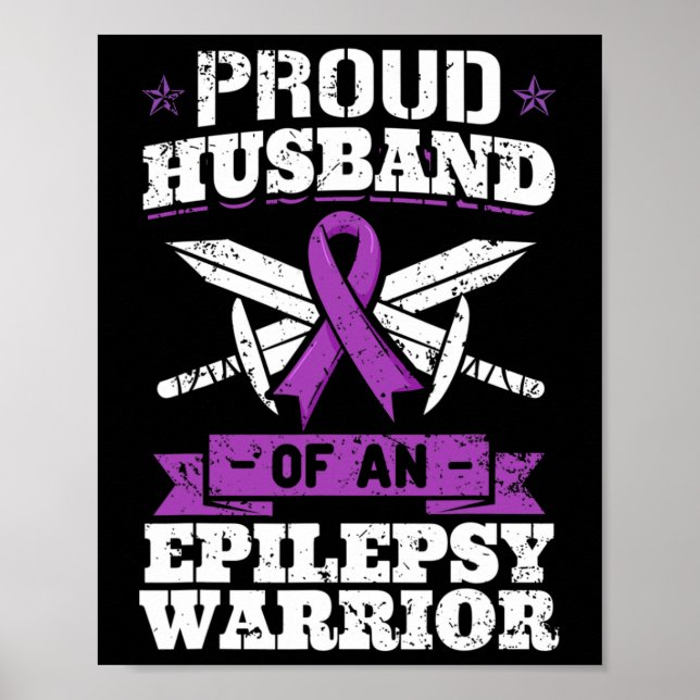 Poster Epilepsy Warrior Husband Epilépsia Distorção das C (Frente)