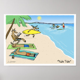 Póster "Época de Natal" - Férias de Praia do Papai Noel e