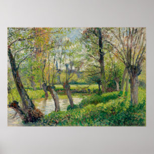 Poster Epte em Eragny, colocando sol em Camille Pissarro