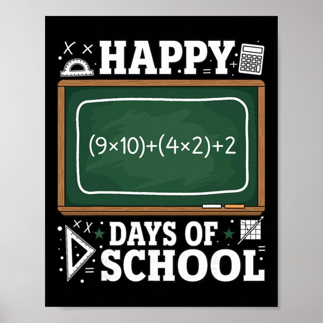 Poster Equação Matemática Divertida Feliz 100 Dias De Esc (Frente)