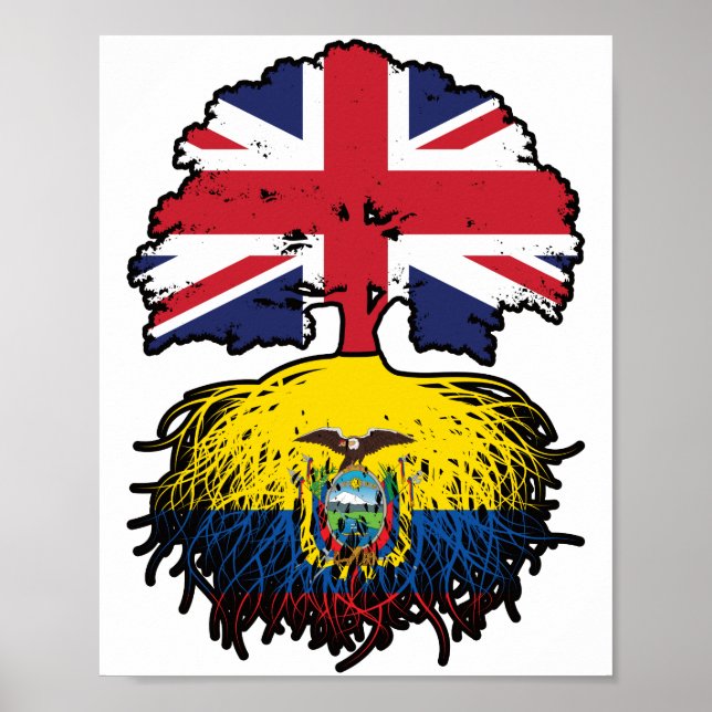 Poster Equador - Equatoriana de raízes de árvores britâni (Frente)