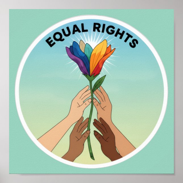 Poster Equal Rights Rainbow Flower – Diversity and Unity (Frente)