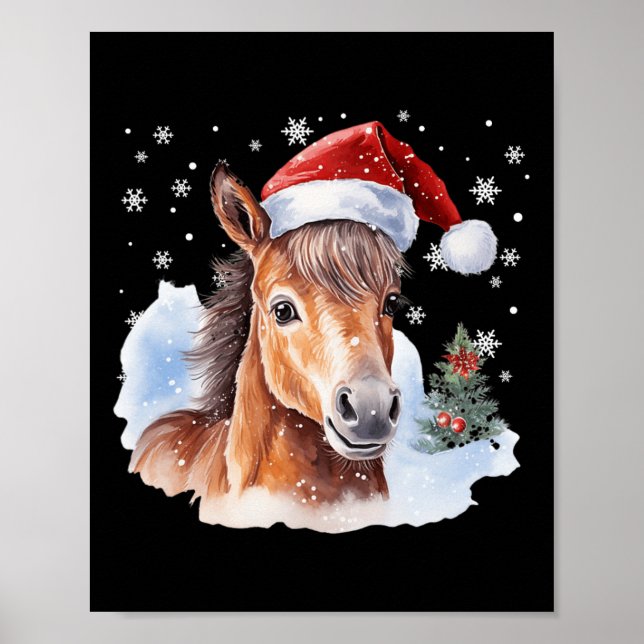 Poster Equestre Equestrian Cavalo Santa Hat Equest (Frente)