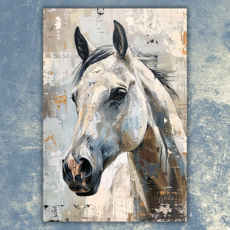Poster Equestre Moderno – Design de Cavalo Cinza Abstrato