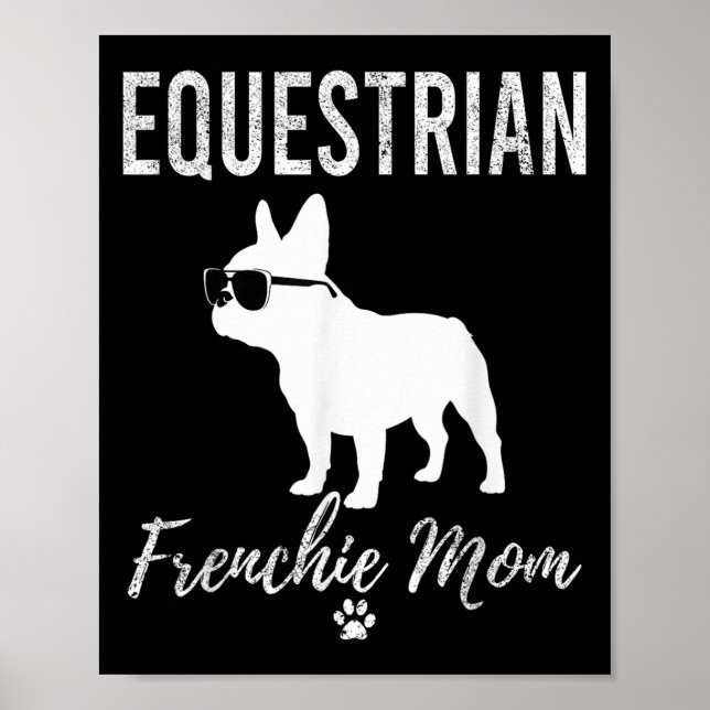 Poster Equestrian Frenchie Mãe Engraçado Horseback Andand (Frente)