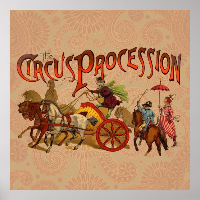 Póster Equídeos de Palhaços Antigos do Circo (Frente)