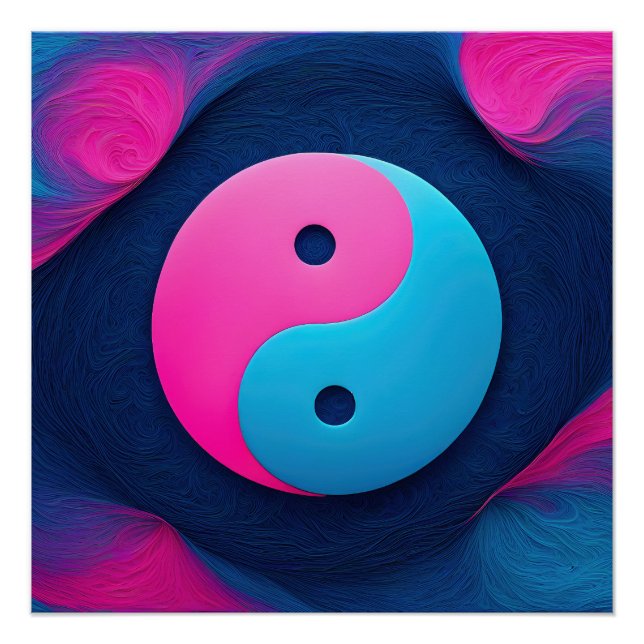 Póster Equilíbrio Geométrico: Padrão Vibrante Yin Yang (Frente)