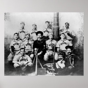 Póster Equipa de beisebol de USS Maine em Havana Cuba