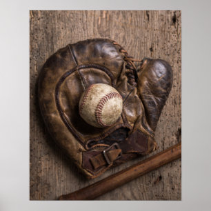 Póster Equipamento de basebol do vintage
