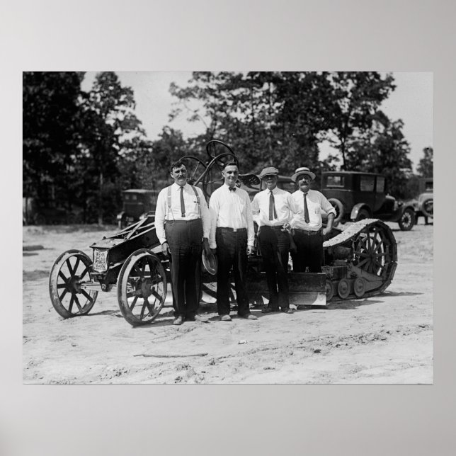 Póster Equipamento de Construção de Estradas Antigas para (Frente)