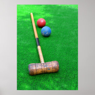 Poster Equipamento de croquete com erva artificial