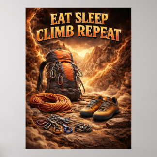 Poster Equipamento de Poder para Aventura de Escalada