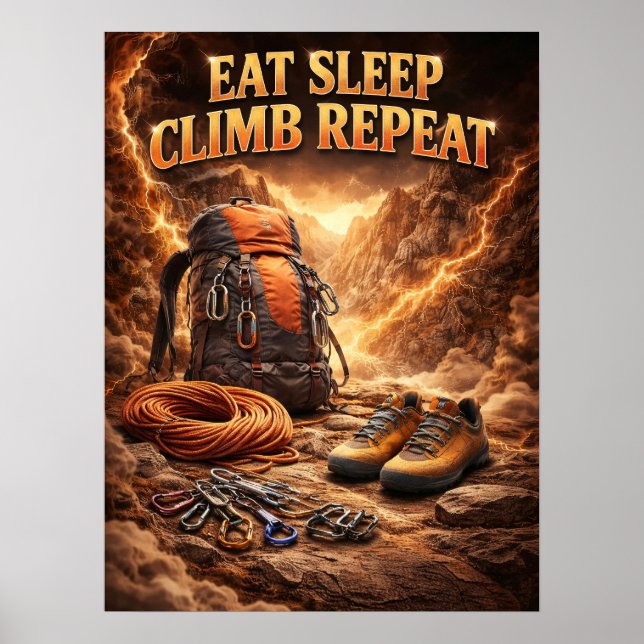 Poster Equipamento de Poder para Aventura de Escalada (Frente)