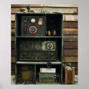 Poster Equipamento de Rádio Antigo de Comunicações Milita