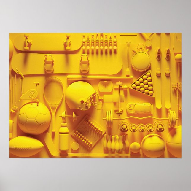 Poster Equipamento desportivo Dourado - Abstrato Art - Po (Frente)