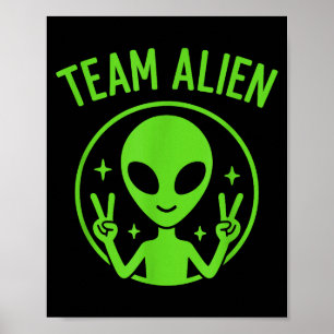 Poster Equipe Alien - Sinal de Paz Extraterrestre Verde E