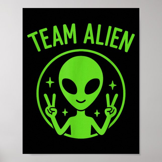 Poster Equipe Alien - Sinal de Paz Extraterrestre Verde E (Frente)