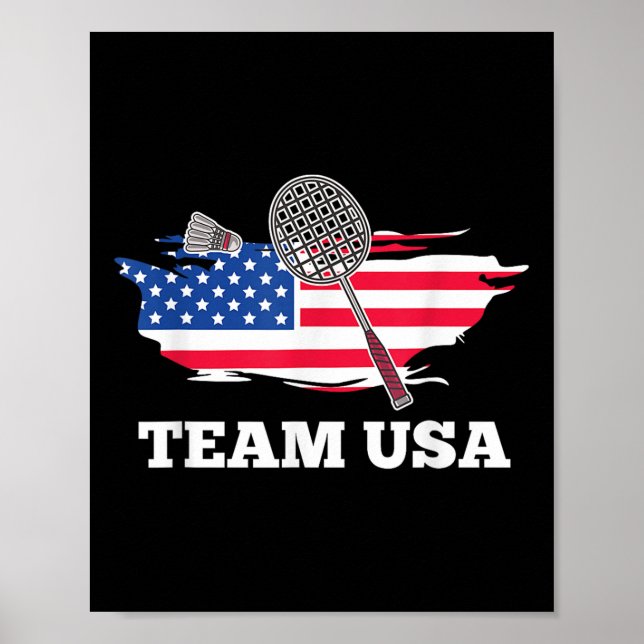 Poster Equipe Americana EUA Tênis de Racket Peteca Jogado (Frente)