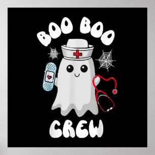 Poster Equipe Boo Boo Enfermeira Fofa Fantasma Halloween 