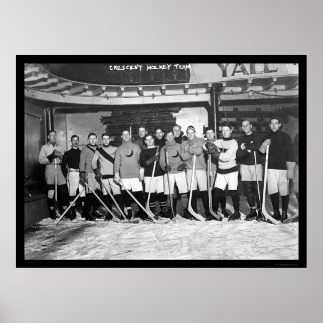 Póster Equipe Crescente de Hockey em Nova York 1911 (Frente)