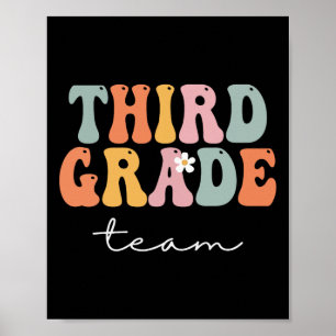Poster Equipe da Terceira Série Retro Groovy Vintage Prim