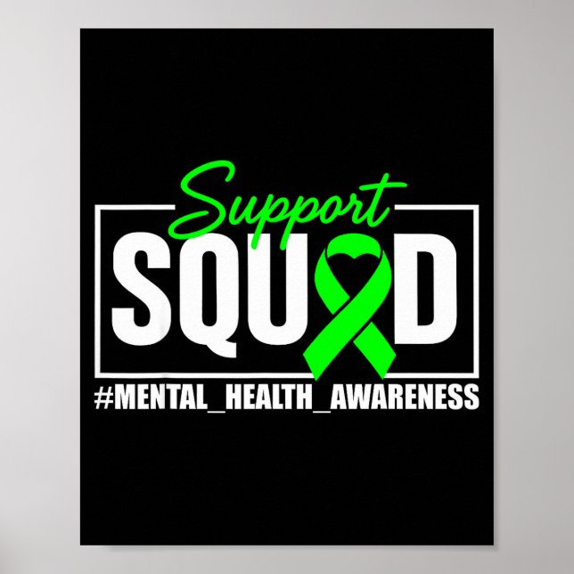 Poster Equipe de apoio conscientização saúde mental verde (Frente)