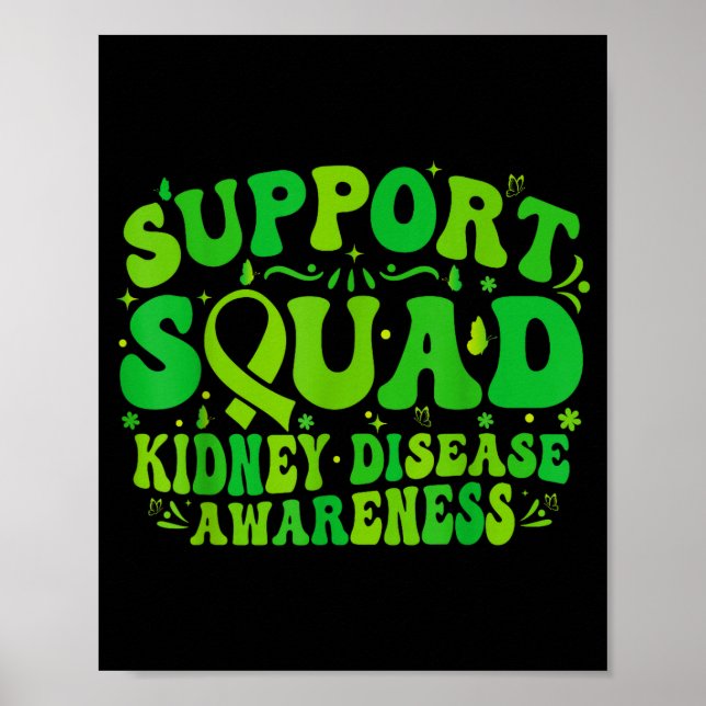 Poster Equipe de apoio laço verde borboleta pkd doença re (Frente)