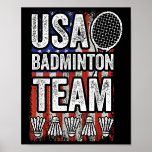 Poster Equipe de Badminton dos EUA Bandeira Americana Bad