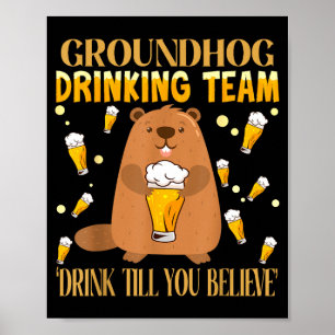 Poster Equipe de Bebidas do Dia da Marmota Beba Até Você