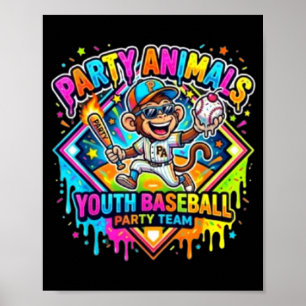 Poster Equipe de beisebol juvenil de animais de festa div