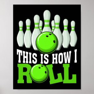 Poster Equipe de Boliche Vintage Divertida Amante de Boli