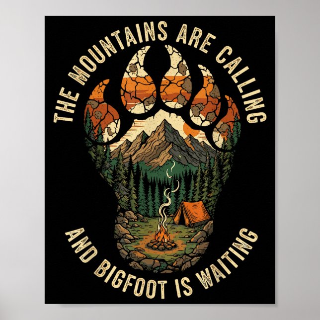 Poster Equipe de caminhada Bigfoot engraçado Sasquatch Ca (Frente)