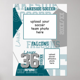 Poster equipe de cinza de teal cores foto do time de fute