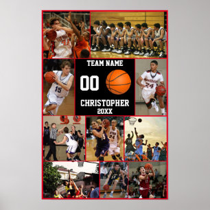 Poster Equipe de Colagem de Fotos de Basquete - Fim da Es
