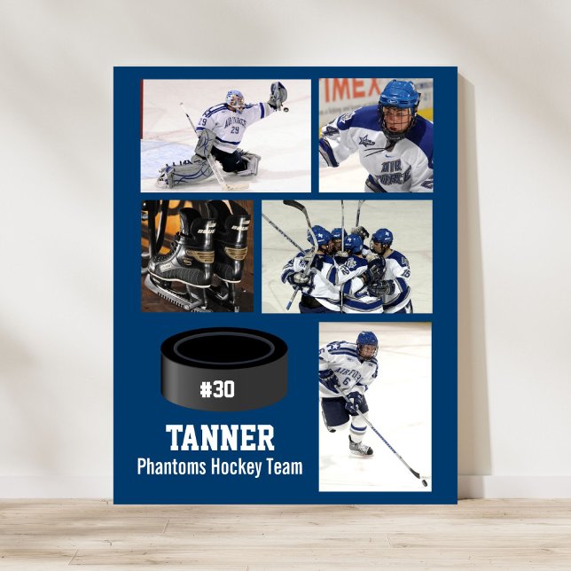 Poster Equipe de Colagem de Fotos de Hockey Personalizado (Criador carregado)