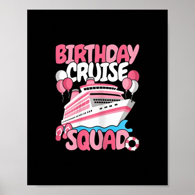 Poster Equipe de Cruzeiro de Aniversário Mulheres Meninas (Frente)