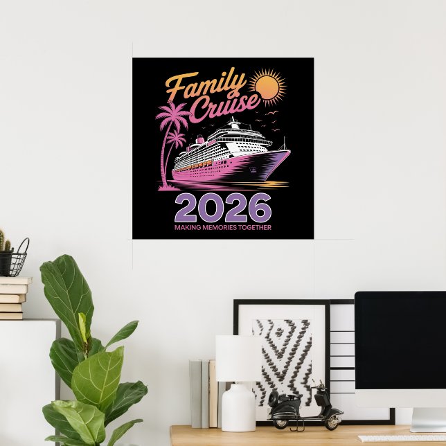 Poster Equipe de Cruzeiro Familiar 2026 Viagem Correspond (Escritório em casa)