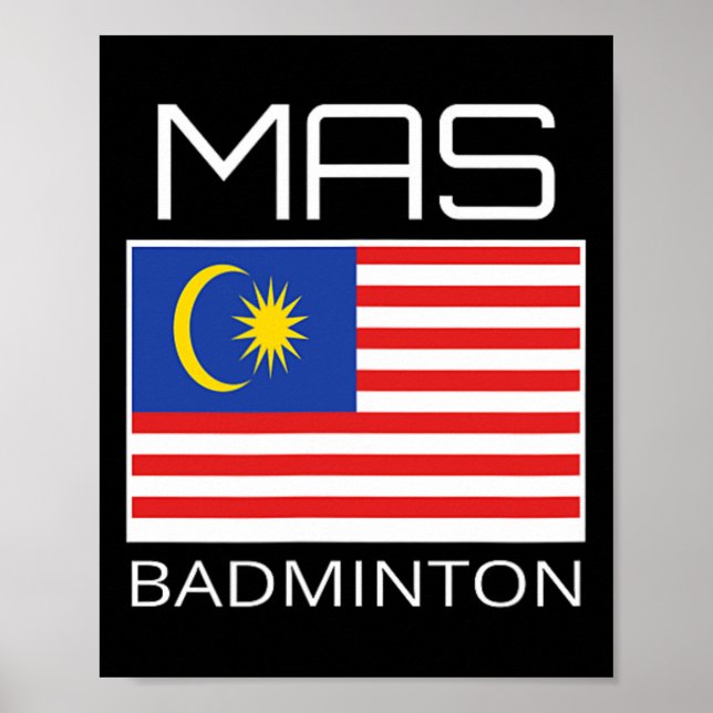 Poster Equipe de Dminton da Malásia - Atleta Mas Bandeira (Frente)