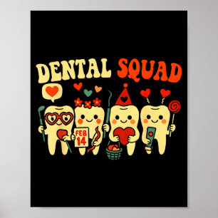 Poster Equipe de enfermeira dentária dia dos namorados de