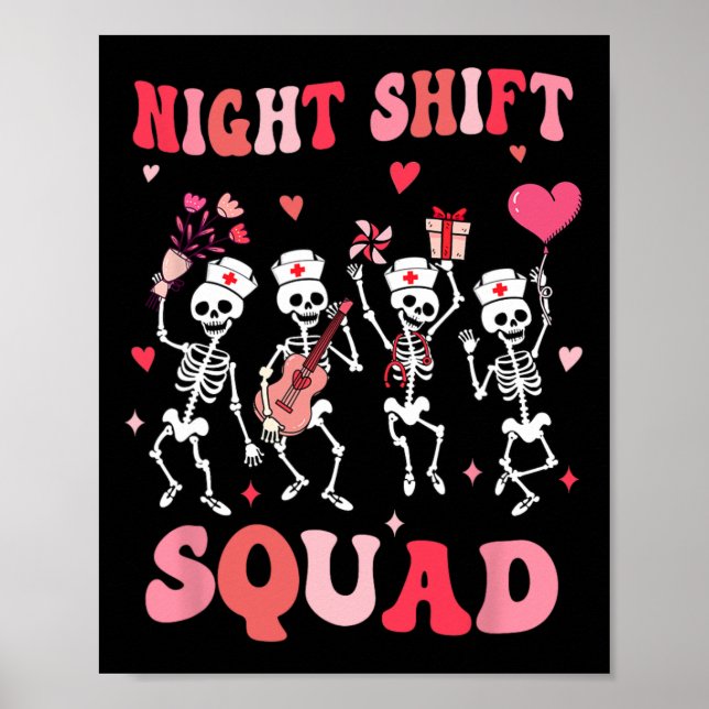 Poster Equipe de Enfermeiras Engraçadas do Turno da Noite (Frente)