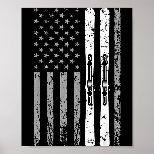 Poster Equipe de esqui downhill 4 de julho bandeira ameri (Frente)