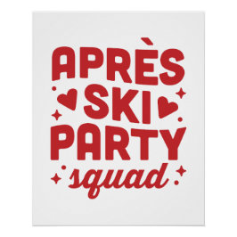 Póster Equipe de festa após esqui férias de esquiação est