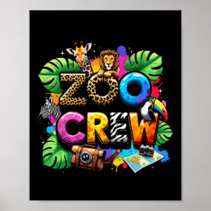 Poster Equipe de Girafas do Zoológico Safari Cuidador de 