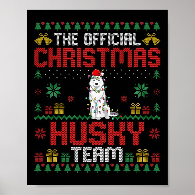 Poster Equipe de Husky de Natal - Husky Usando Chapéu de  (Frente)
