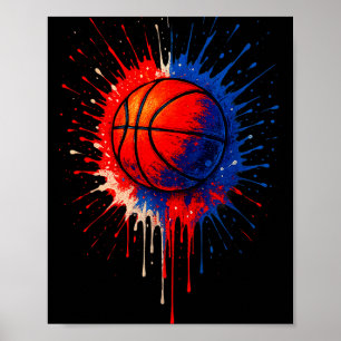 Poster Equipe de jogadores de basquete americano Splash B