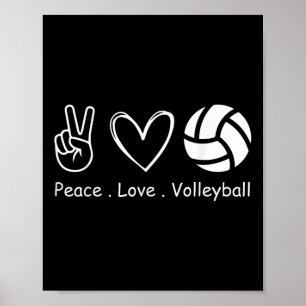 Poster Equipe de jogadores de voleibol Peace Love